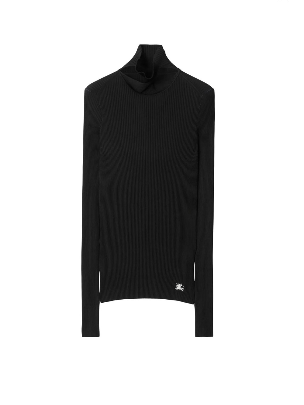 ♥️ NEW Burberry Black Ribbed Turtleneck Silk Sweater